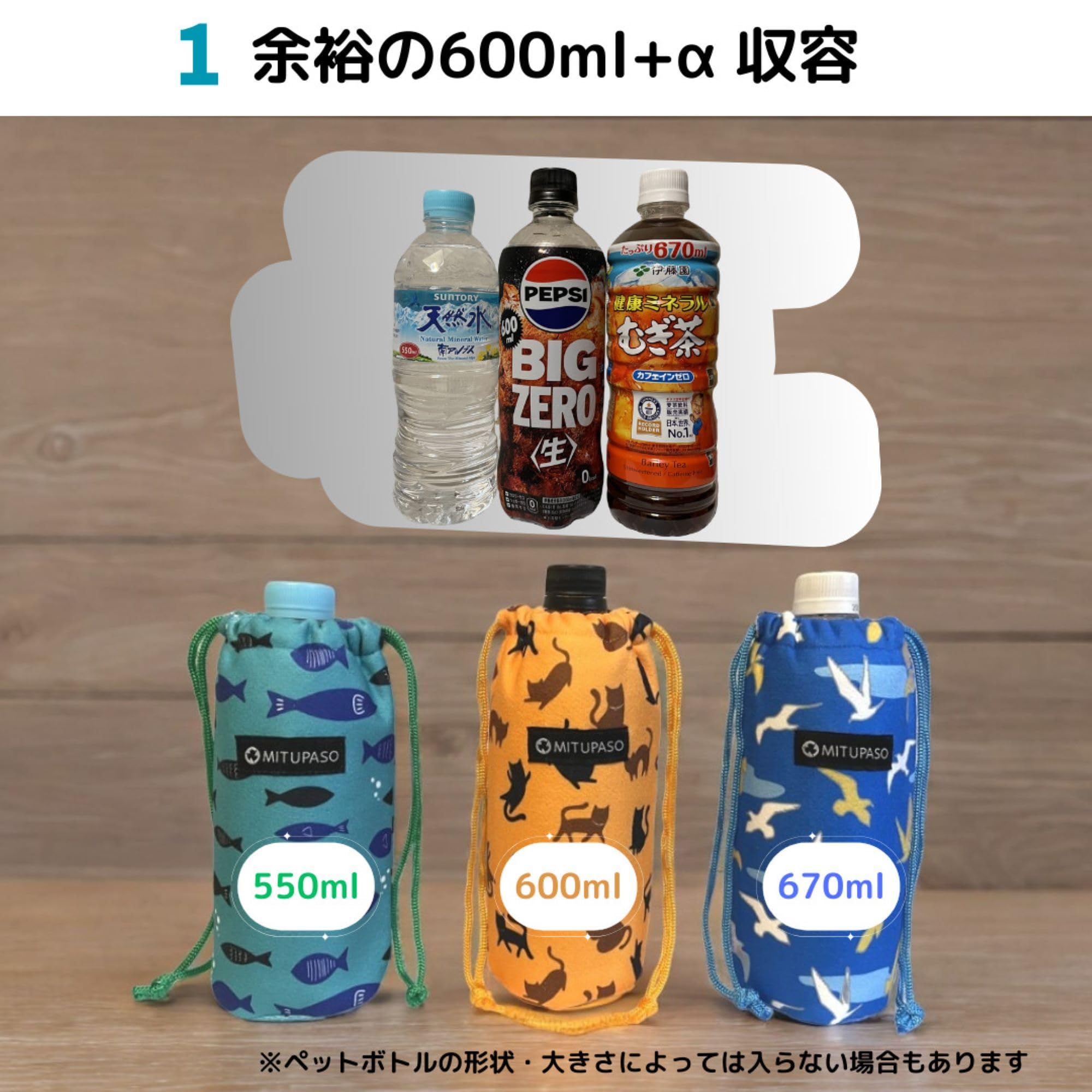 Amazon｜[MITUPASO] ペットボトルカバー ブルースカイ鳥 余裕の600ml+α